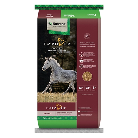 Nutrena Empower Boost High-Fat Rice Bran Horse Feed Supplement, 40 lb.