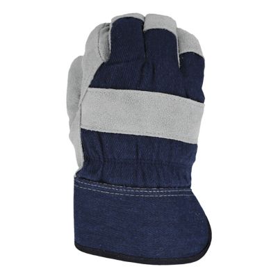 Image showing  Men's Split Cowhide Leather Palm Work Gloves, Blue, 1-Pair