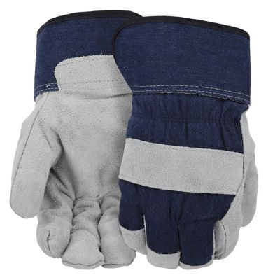 West Chester Men's Split Cowhide Leather Palm Work Gloves, Blue, 1-Pair