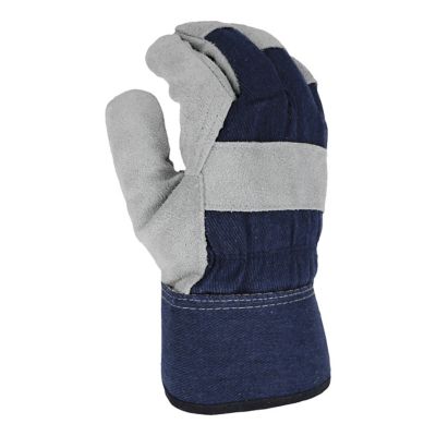 Image showing  Men's Split Cowhide Leather Palm Work Gloves, Blue, 1-Pair