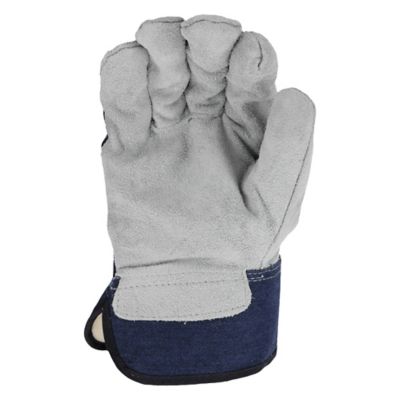 Image showing  Men's Split Cowhide Leather Palm Work Gloves, Blue, 1-Pair