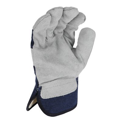 Image showing  Men's Split Cowhide Leather Palm Work Gloves, Blue, 1-Pair