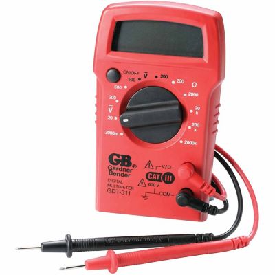 Gardner Bender Digital Multimeter, 3 Function, 11 Range, Tests AC/DC Voltage & Resistance