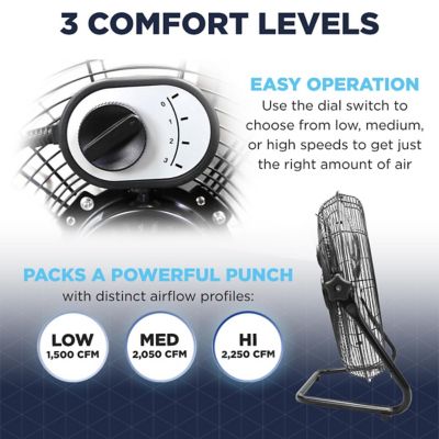 Image showing  20 in. 3-Speed Indoor Tilting High-Velocity Floor Fan, Black