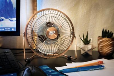 Image showing  8 in. 1-Speed Tilting Desk Fan with USB and Outlet Power