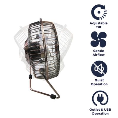 Image showing  8 in. 1-Speed Tilting Desk Fan with USB and Outlet Power