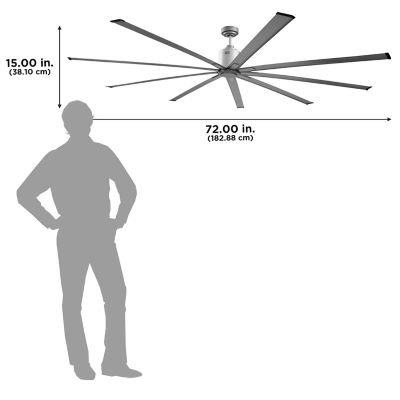 Image showing  72 in. Indoor 6-Speed Industrial Ceiling Fan, Brushed Nickel