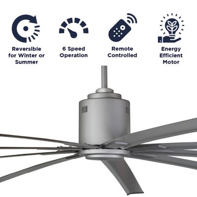 Image showing  96 in. Indoor 6-Speed Industrial Ceiling Fan, Brushed Nickel