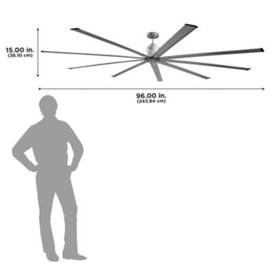 Image showing  96 in. Indoor 6-Speed Industrial Ceiling Fan, Brushed Nickel