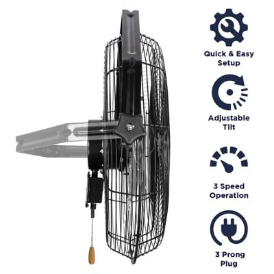 Image showing 6 th Maxx Air 18 in. 3-Speed Indoor Tilting Wall-Mounted Fan, Black
