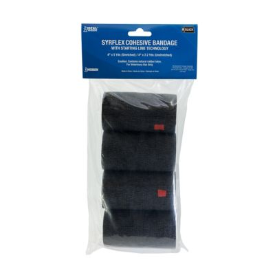 Image showing  Cohesive Horse Bandage, 4 in., Black, 4-Pack
