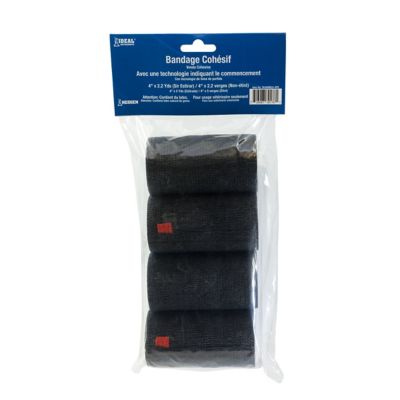 Image showing  Cohesive Horse Bandage, 4 in., Black, 4-Pack