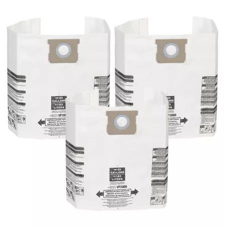 Multi-Fit Wet/Dry Vacuum Bags for 15 gal at 22 gallons Shop-Vac brand wet and dry vacuum cleaners 3 pieces. Vacuum Filters