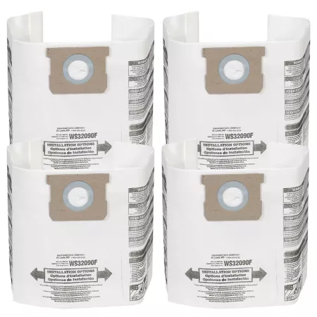 WORKSHOP Wet/Dry Fine Dust Collection Shop Vacuum Bags 6-9 gal 4 ct Vacuum Filters