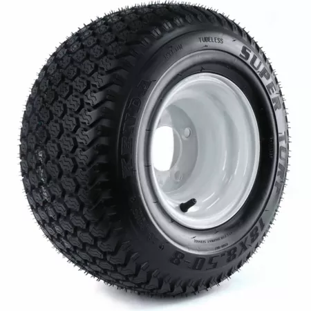 Kenda 18x850-8 K500 Super Turf Golf Cart Tires White Wheel 4 Hole (4/4) Mower Tires & Wheels