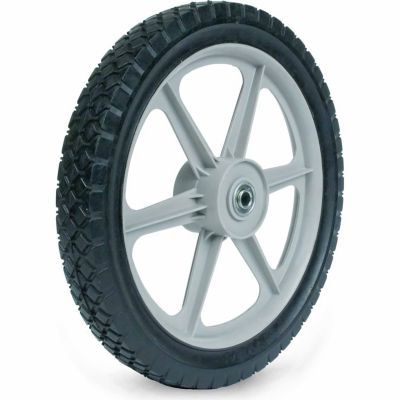 Martin Wheel Plastic Spoke Semi-Pneumatic Wheel, 14 in. x 1.75, 1/2 in. BB, 2-3/8 in. Centered Hub/Diamond Tread