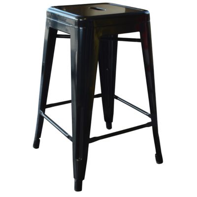 Image showing  Metal Bar Stools, 24 in., Black, 2-Pack
