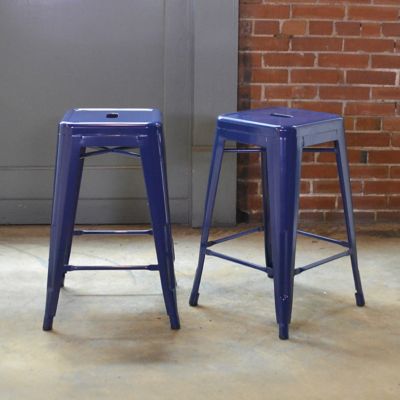 Image showing  24 in. Metal Bar Stools, Blue, 2 pc.