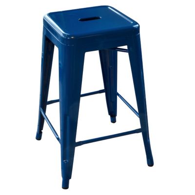 Image showing  24 in. Metal Bar Stools, Blue, 2 pc.