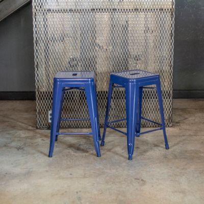 Image showing  24 in. Metal Bar Stools, Blue, 2 pc.
