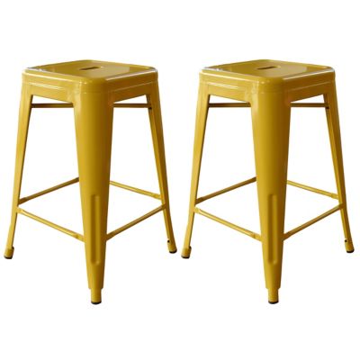 AmeriHome 24 in. Metal Bar Stools, Gold, 2 pc.