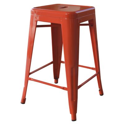 Image showing  Metal Bar Stools, 24 in., Orange, 2-Pack