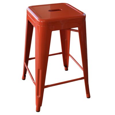 Image showing  Metal Bar Stools, 24 in., Orange, 2-Pack