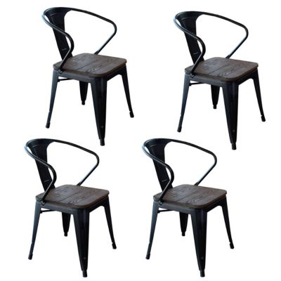 Amerihome Loft Metal Dining Chairs With Wood Seats Black Pack Of 4 Dchairbwt At Tractor Supply Co