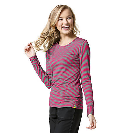 WonderWink Womens Long Sleeve Striped Tee WonderWink Womens Long Sleeve Striped Tee