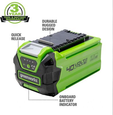 Image showing 7 th Greenworks 40V 2.0 Ah Lithium-Ion Battery