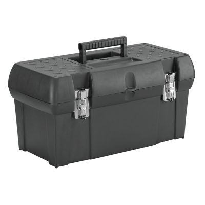 Image showing  19 in. x 9.9 in. x 9.9 in. Metal Latch Tool Box with Tote Tray
