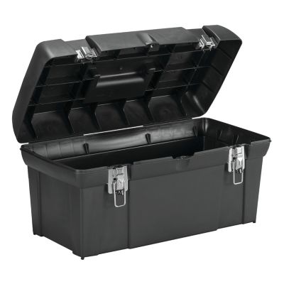 Image showing  19 in. x 9.9 in. x 9.9 in. Metal Latch Tool Box with Tote Tray