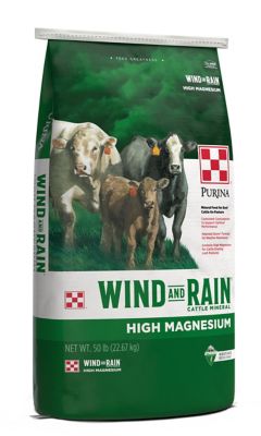 Purina Wind and Rain High Magnesium 4 Complete Cattle Mineral Feed, 50 lb. Bag