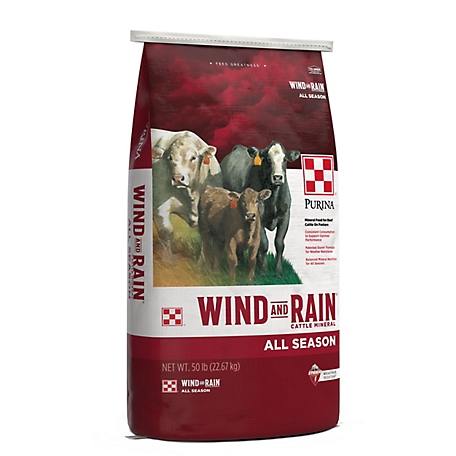 Purina Wind and Rain Storm All Season 7.5 Complete Beef Cattle Mineral Feed, 50 lb. Bag