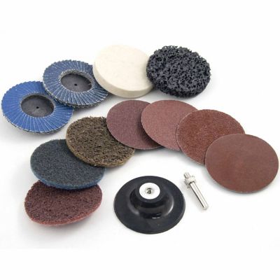 Mibro 12-Piece 2 in. Twist Lock Assorted Discs with Backing Pad Set
