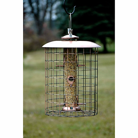 Woodlink 6-Port Brushed Copper Caged Seed Bird Feeder, 1.25 lb. Capacity