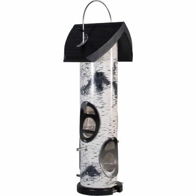 Woodlink Squirrel-Resistant Birch Log Mixed Seed Tube Bird Feeder, 2 lb. Capacity, 15 in.