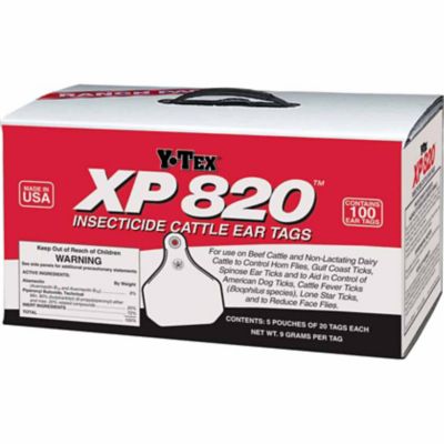 Y-TEX XP 820 Insecticide Cattle Ear Tags Ranch Pack, 100-Pack