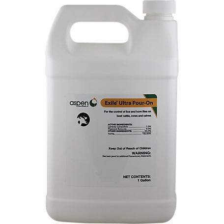 Aspen Veterinary Resources Exile Ultra Lambda-Cyhalothrin and Piperonyl Butoxide Pour-On Livestock Insecticide, 1 gal.