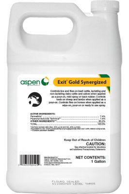Aspen Veterinary Resources Animal Health Exit Gold Synergized Pour-On Livestock Insect Control, 1 gal.