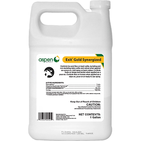 Aspen Veterinary Resources Animal Health Exit Gold Synergized Pour-On Livestock Insect Control, 1 gal.