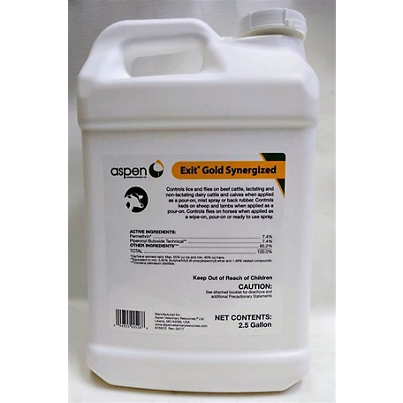 Aspen Veterinary Resources Animal Health International Exit Gold Synergized Pour-On Livestock Insect Control, 2.5 gal.