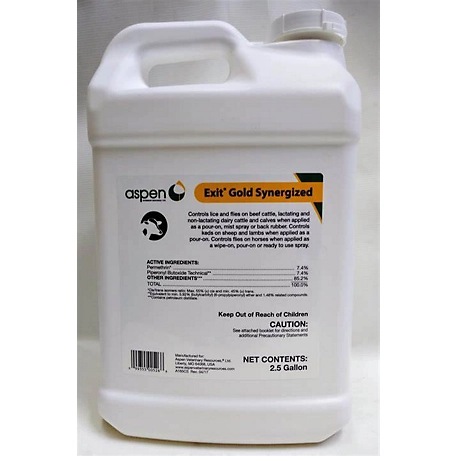 Aspen Veterinary Resources Animal Health International Exit Gold Synergized Pour-On Livestock Insect Control, 2.5 gal.