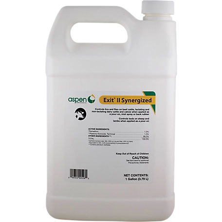 Aspen Veterinary Resources Exit II Permethrin 1.0% Synergized Pour-On Livestock Insect Control, 1 gal.