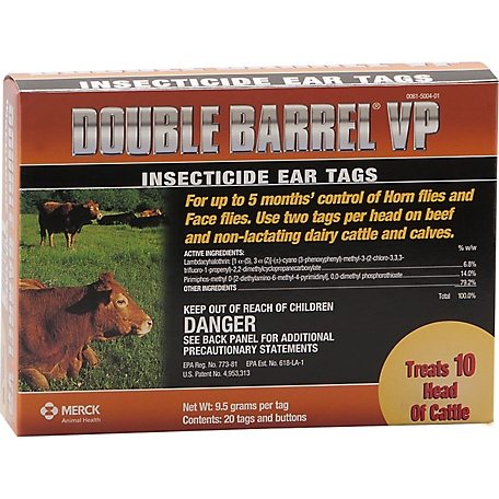 Merck Schering Plough Double Barrel VP Insecticide Ear Tags, 20-Pack