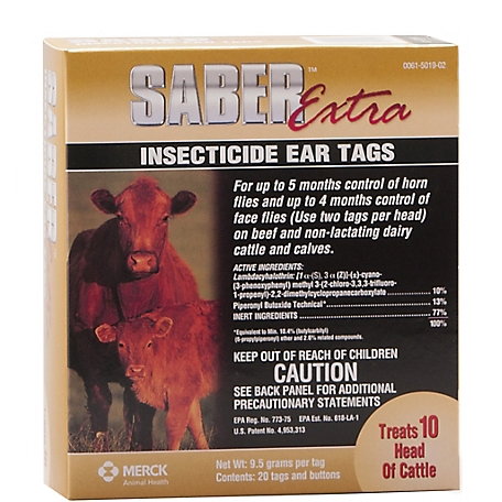 Merck Saber Extra Insecticide Cattle Ear Tags, 20-Pack at Tractor Supply Co.