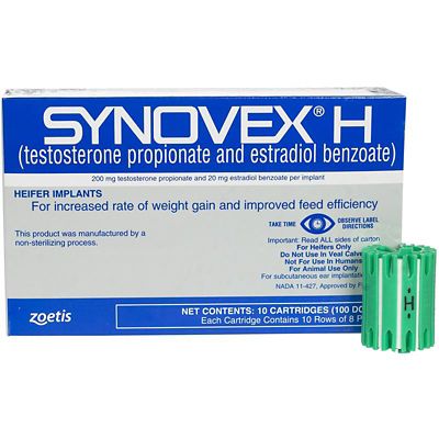 Zoetis Synovex H Cattle Growth Implants for Cattle 400 lb. and Larger, 100-Pack