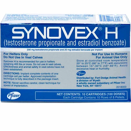 Zoetis Synovex H Cattle Growth Implants for Cattle 400 lb. and Larger, 100-Pack