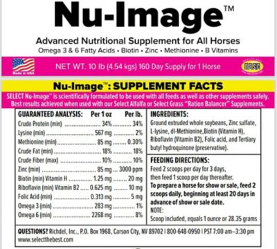 Image showing  Nu-Image Fatty Acid Horse Supplement, 10 lb.