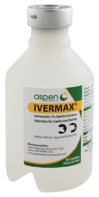 Aspen Veterinary Resources Ivermax 1% Livestock Injectable Dewormer, 250 mL Works great for all mammals!